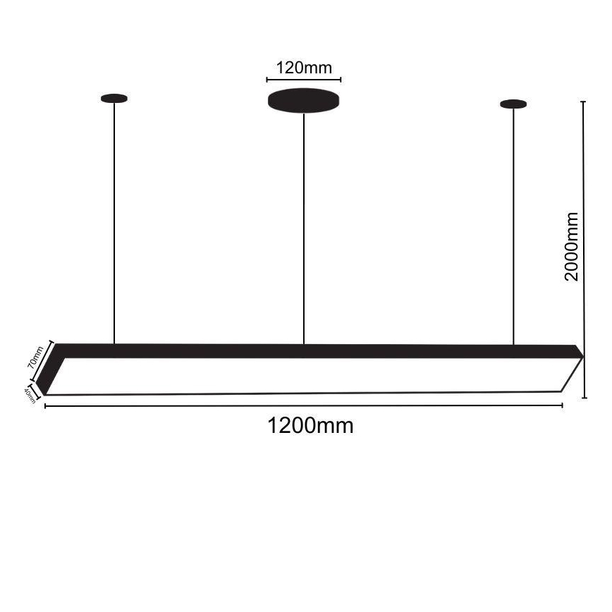 LED Csillár zsinóron LED/32W/230V 4000K átm. 120 cm fekete