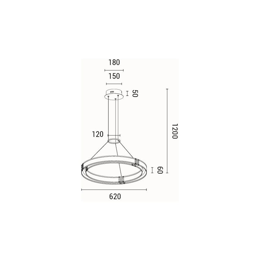 LED Csillár zsinóron LED/33W/230V 3000K 62x120 cm