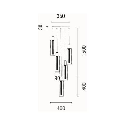 LED Csillár zsinóron LED/38W/230V 3000K