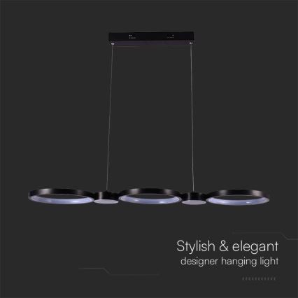 LED Csillár zsinóron LED/38W/230V 4000K fekete