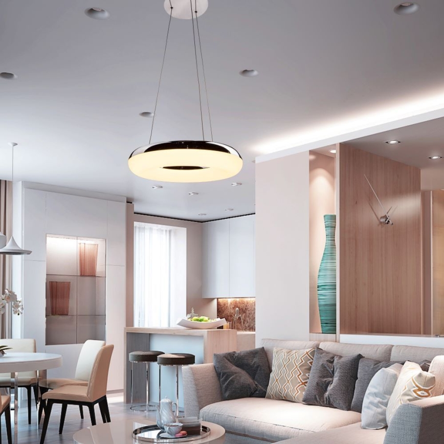 LED Csillár zsinóron LED/40W/230V 3000K átm. 40 cm fényezett króm