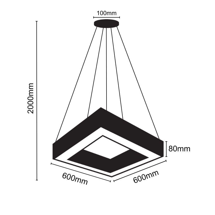 LED Csillár zsinóron LED/40W/230V 4000K 60x60 cm