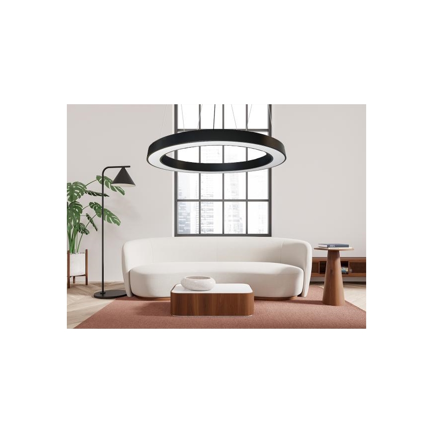 LED Csillár zsinóron LED/60W/230V 4000K átm. 120 cm fekete