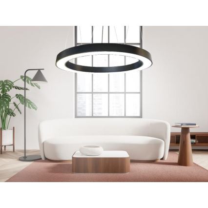 LED Csillár zsinóron LED/60W/230V 4000K átm. 120 cm fekete