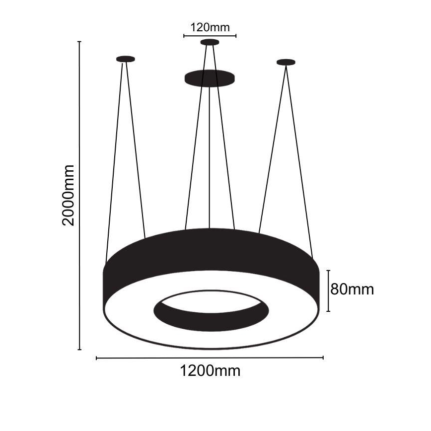 LED Csillár zsinóron LED/60W/230V 4000K átm. 120 cm fekete