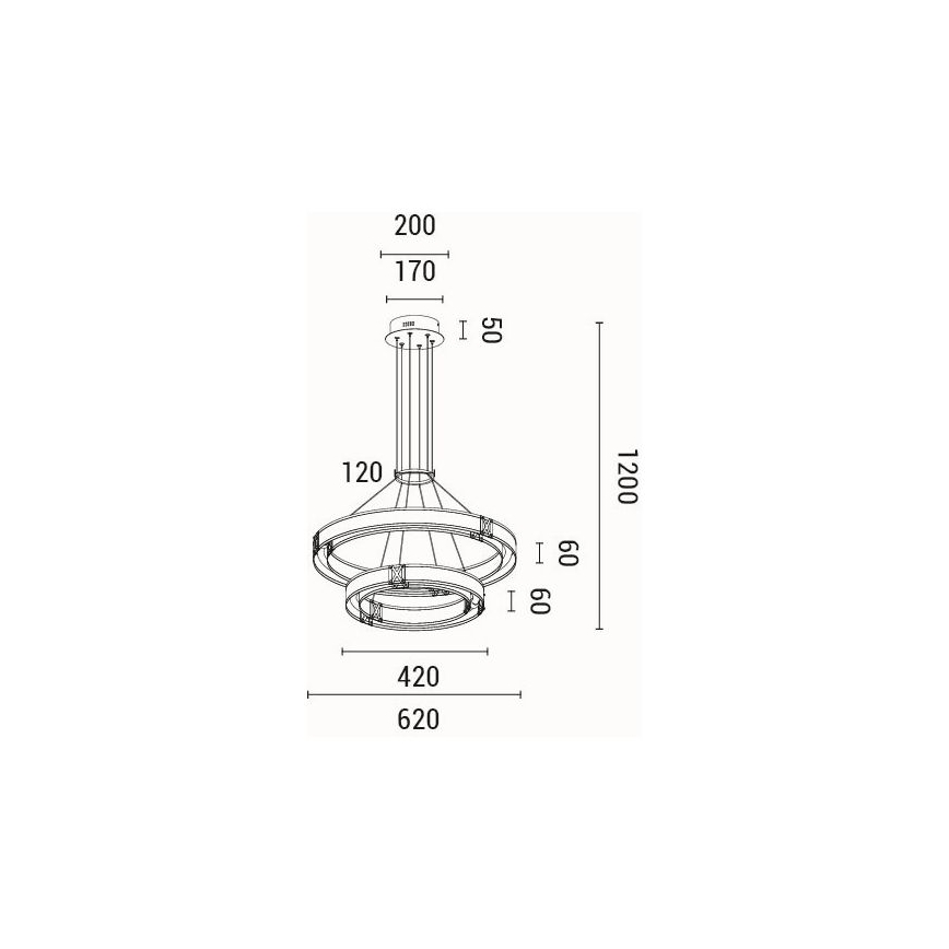 LED Csillár zsinóron LED/62W/230V 3000K 62x120 cm