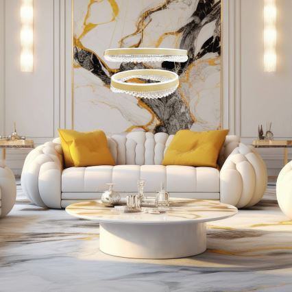 LED Csillár zsinóron LED/85W/230V átm. 60 cm arany
