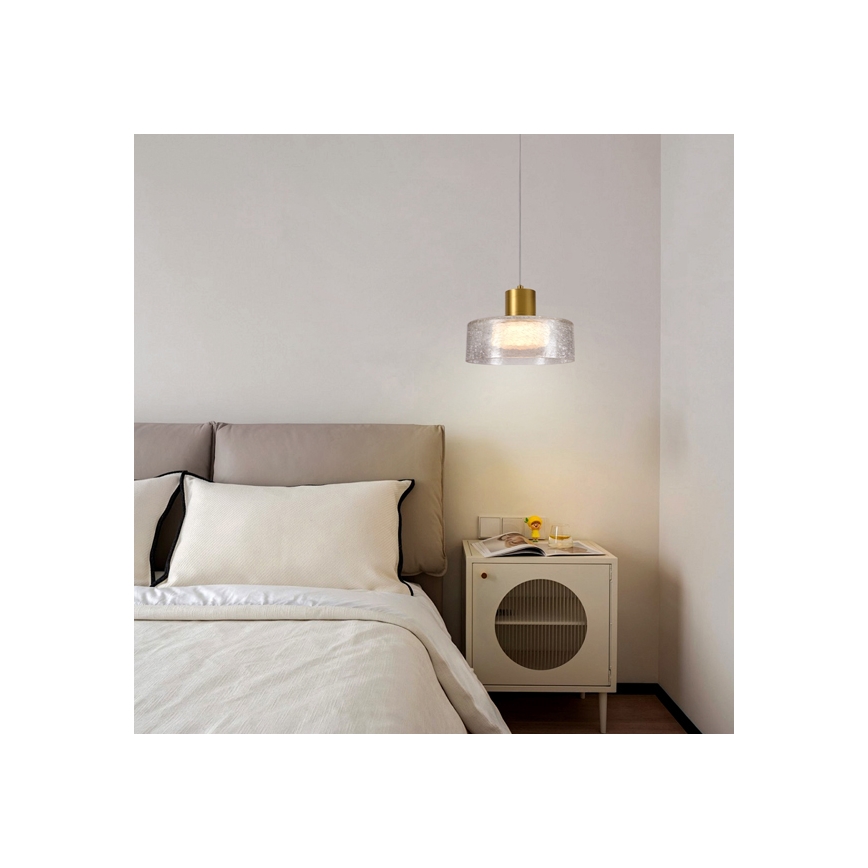 LED Csillár zsinóron LED/8W/230V 3000K arany/átlátszó pr. 20 cm