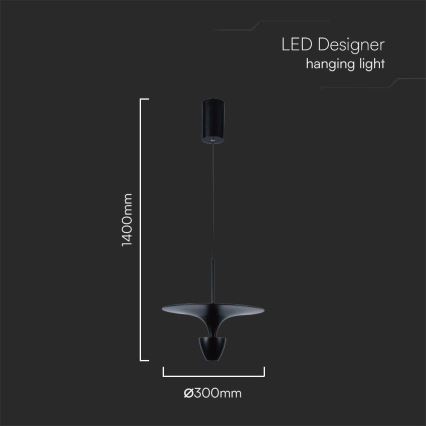 LED Csillár zsinóron LED/9W/230V 3000K fekete