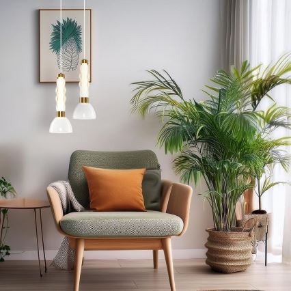 LED Csillár zsinóron LUCCO LED/13W/230V átm. 15 cm arany