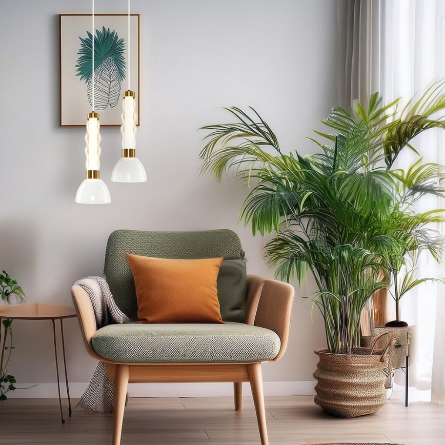 LED Csillár zsinóron LUCCO LED/13W/230V átm. 15 cm arany