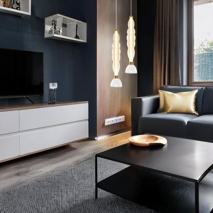 LED Csillár zsinóron LUCCO LED/18W/230V átm. 15 cm arany