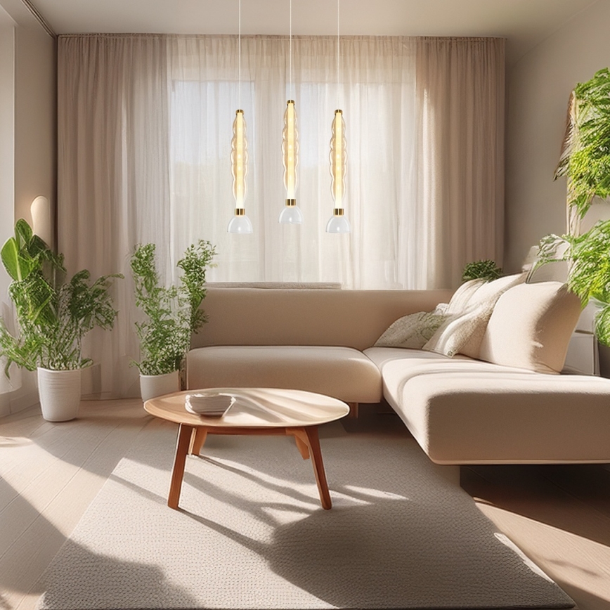 LED Csillár zsinóron LUCCO LED/18W/230V átm. 15 cm arany