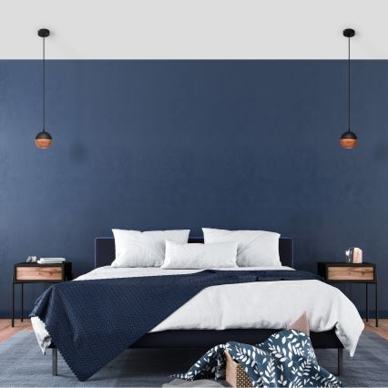 LED Csillár zsinóron MIDWAY 1xGU10/4,8W/230V fekete/réz