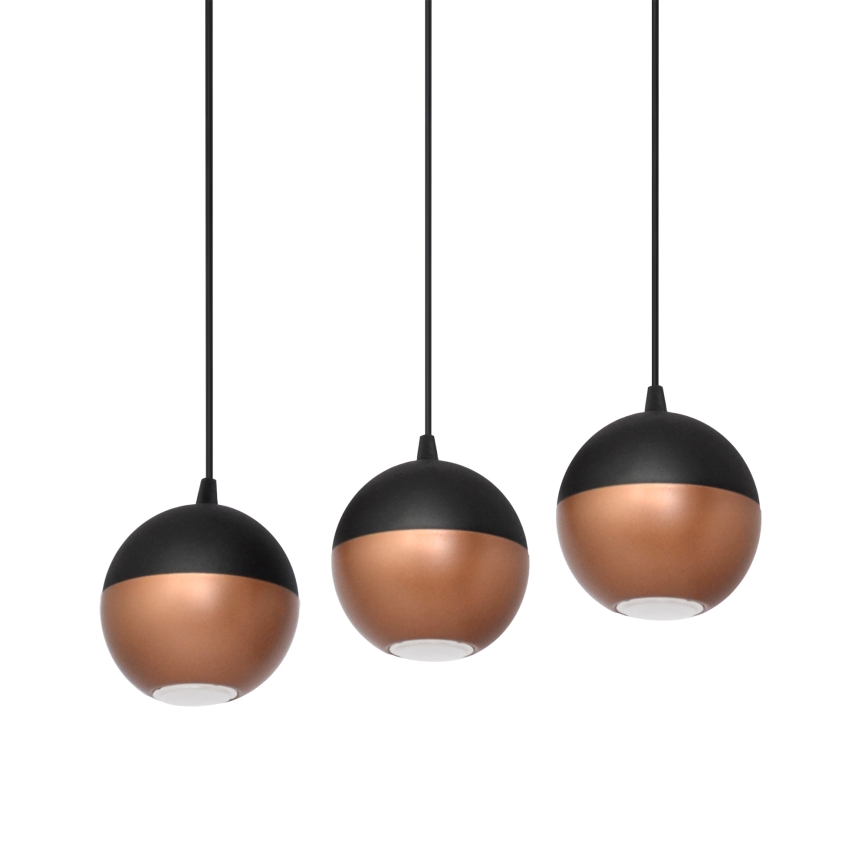 LED Csillár zsinóron MIDWAY 3xGU10/4,8W/230V fekete/réz
