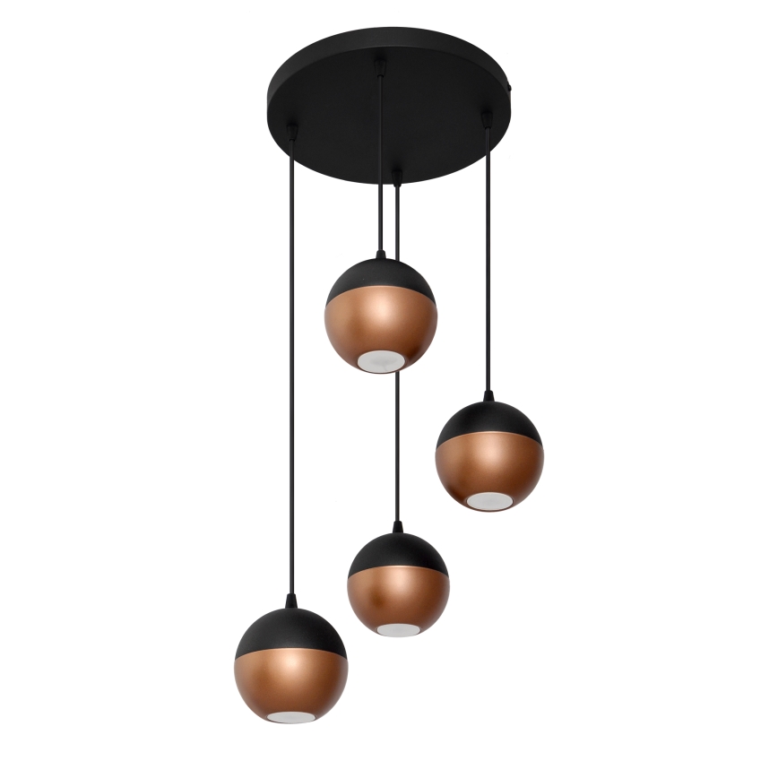 LED Csillár zsinóron MIDWAY 4xGU10/4,8W/230V fekete/réz