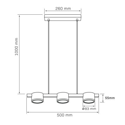 LED Csillár zsinóron MIRELLA 3xGX53/6W/230V arany/fekete