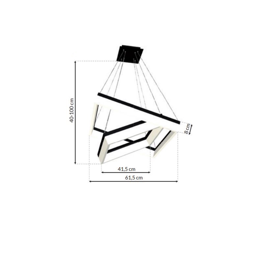 LED Csillár zsinóron NERO 2xLED/80W/230V