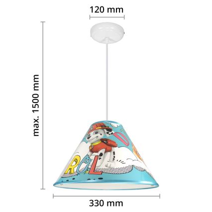 LED Csillár zsinóron PAW PATROL 1xE27/15W/230V