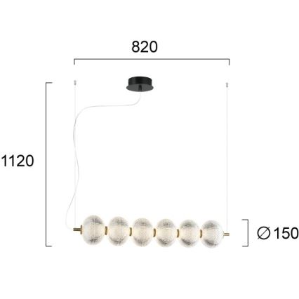 LED csillár zsinóron PELLUCID LED/23W/230V arany/átlátszó
