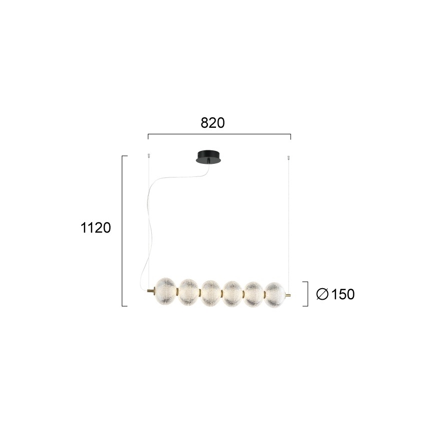 LED csillár zsinóron PELLUCID LED/23W/230V arany/átlátszó