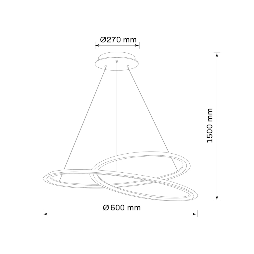 LED Csillár zsinóron TANGO LED/44W/230V 4000K átm. 60 cm fekete