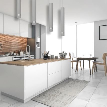 LED Csillár zsinóron TUBA 1xGU10/4,8W/230V szürke/fényezett króm