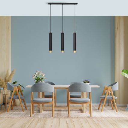 LED Csillár zsinóron TUBA 3xGU10/4,8W/230V fekete/arany