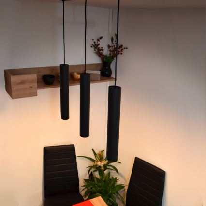 LED Csillár zsinóron TUBA 3xGU10/4,8W/230V fekete