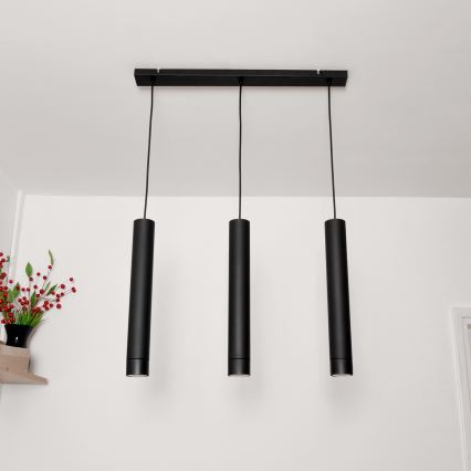 LED Csillár zsinóron TUBA 3xGU10/4,8W/230V fekete