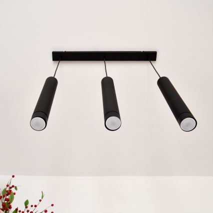 LED Csillár zsinóron TUBA 3xGU10/4,8W/230V fekete