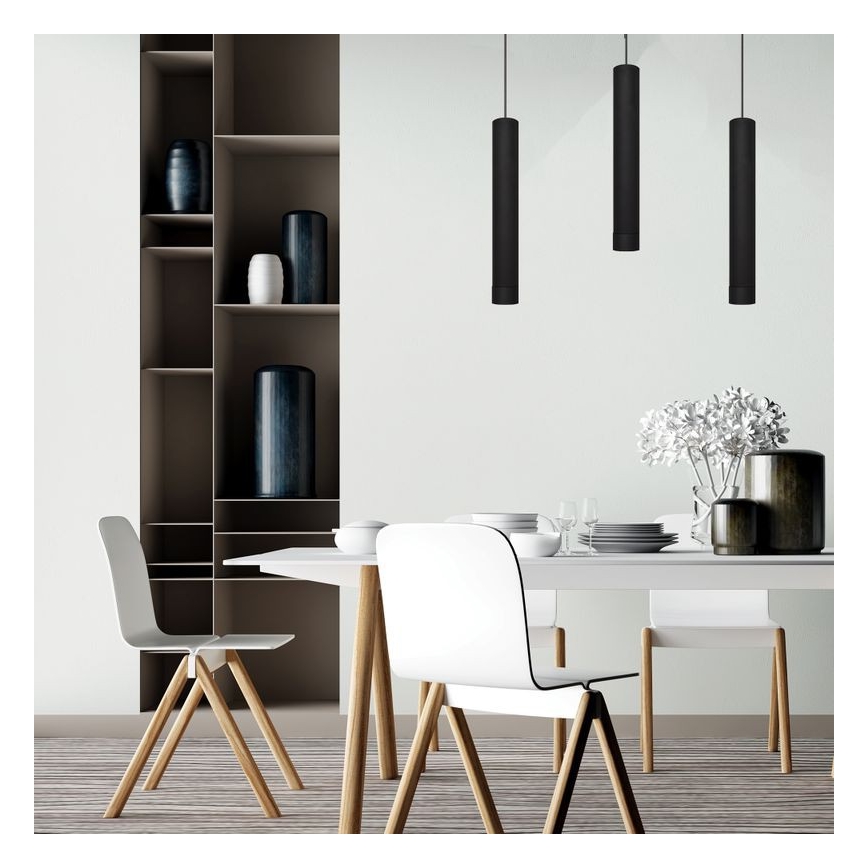 LED Csillár zsinóron TUBA 3xGU10/4,8W/230V fekete