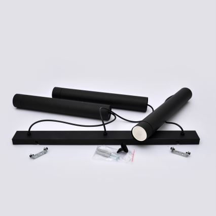 LED Csillár zsinóron TUBA 3xGU10/4,8W/230V fekete