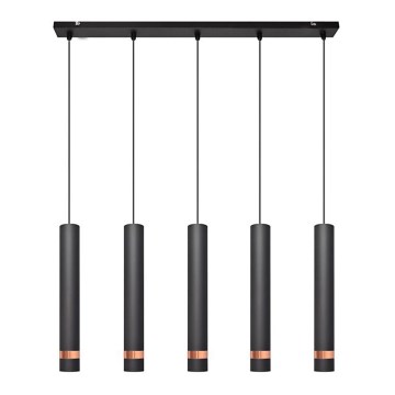 LED Csillár zsinóron TUBA 5xGU10/6,5W/230V fekete/réz