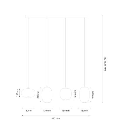 LED Csillár zsinóron VASO LED/15W/230V fehér