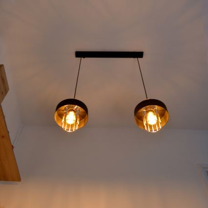 LED Csillár zsinóron VOLTA 2xE27/15W/230V fekete/arany