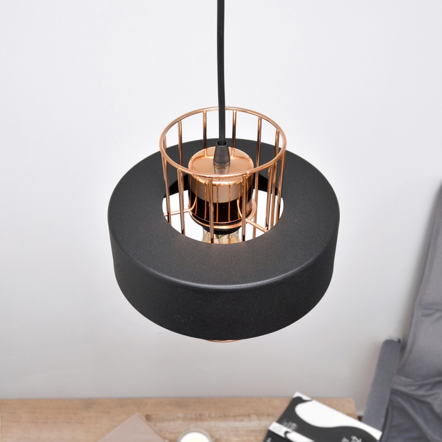 LED Csillár zsinóron VOLTA 2xE27/15W/230V fekete/arany