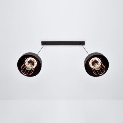 LED Csillár zsinóron VOLTA 2xE27/15W/230V fekete/arany