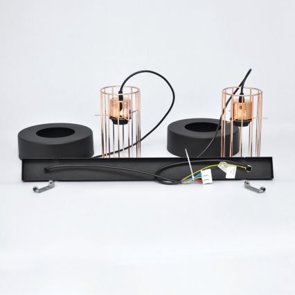 LED Csillár zsinóron VOLTA 2xE27/15W/230V fekete/arany