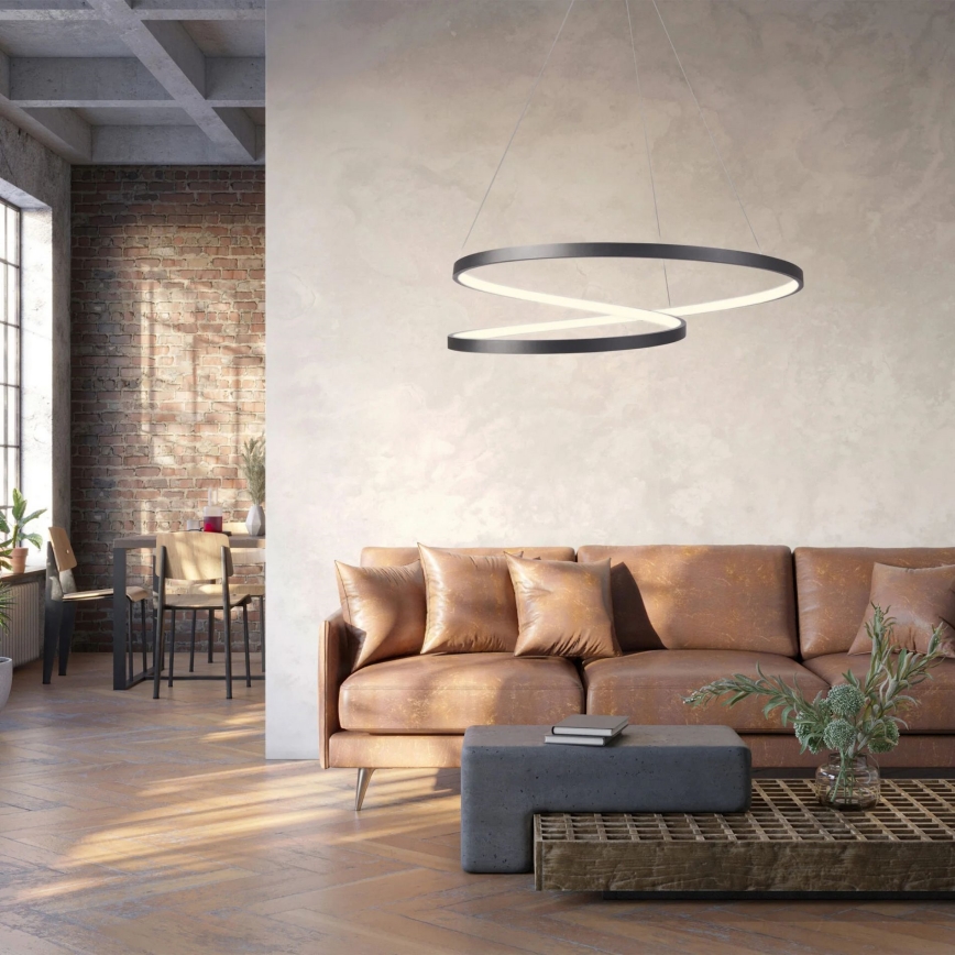 LED Csillár zsinóron ZEFIRA LED/52W/230V 4000K átm. 60 cm antracit
