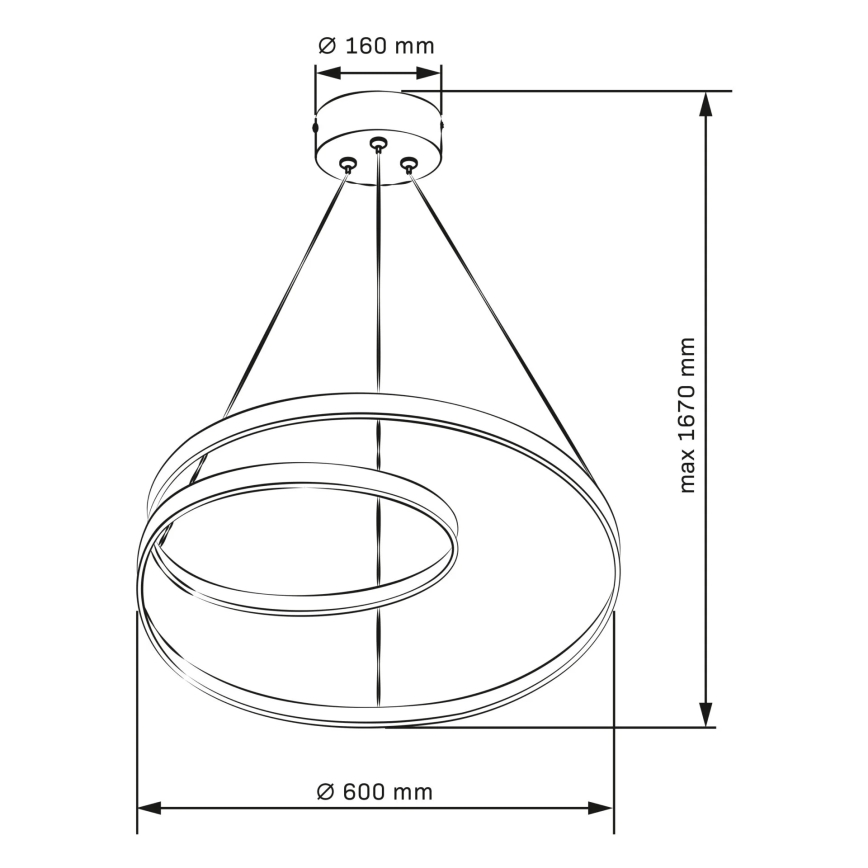 LED Csillár zsinóron ZEFIRA LED/52W/230V 4000K átm. 60 cm antracit