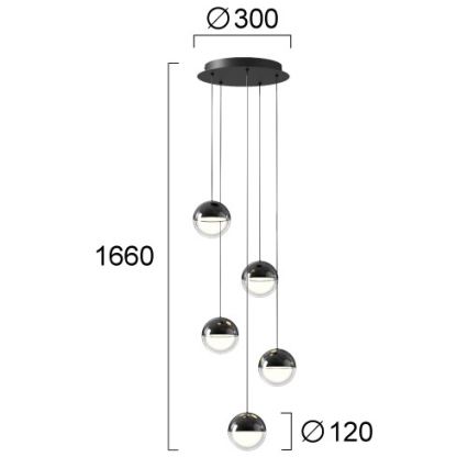 LED csillár zsinóron ZIREA LED/30W/230V fekete