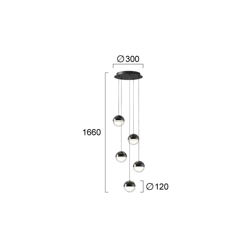 LED csillár zsinóron ZIREA LED/30W/230V fekete
