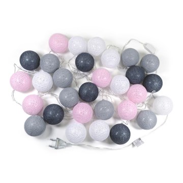 LED Dekor gömb 30xLED/0,03W/230V szürkés- rózsaszín