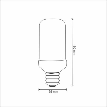 LED dekor izzó FLAME T60 E27/3W/230V 1400K