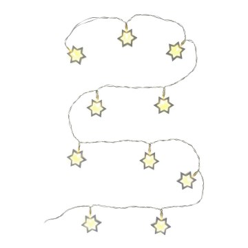 LED dekorációs fényfüzér — 10× LED / 2× AA, 1,8 m, meleg fehér