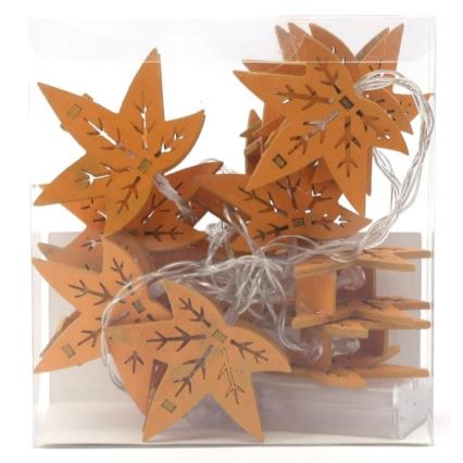 LED Dekoratív lánc 10xLED/2xAA 1,65m juharlevél