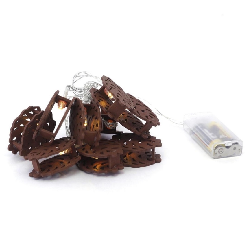 LED Dekoratív lánc 10xLED/2xAA 1,65m toboz