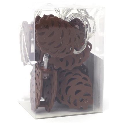 LED Dekoratív lánc 10xLED/2xAA 1,65m toboz