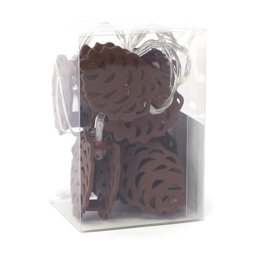 LED Dekoratív lánc 10xLED/2xAA 1,65m toboz